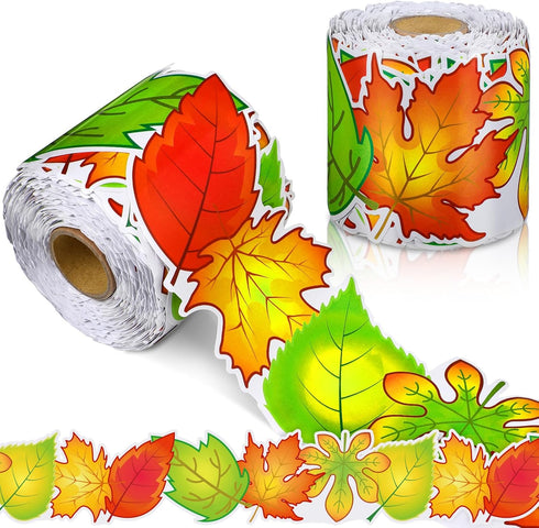 68.9 Feet Autumn Leaves Border Bulletin Board Border Flower Beach Sun Eucalyptus Paw Flag Hat Balloon Sailboat for Classroom Boards Wall Decor...