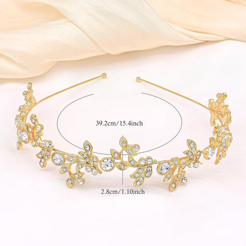 Crystal Headband Bridal Tiara Flower Shape Women's Headpiece Metal Rhinestone Headbands For Girls...