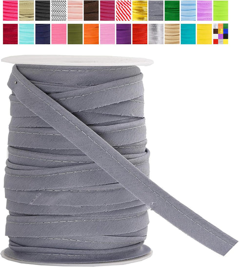 Mandala Crafts Gray Maxi Piping Bias Tape with Welting Cord - 1/2 Inch Upholstery Piping Trim for Sewing, Cushions, Slipcovers, and DIY Decor - 55...