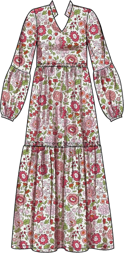 Simplicity Misses' and Women's Tiered Dress Packet, Code 9265 Sewing Pattern, Sizes XXS-XXL, White...