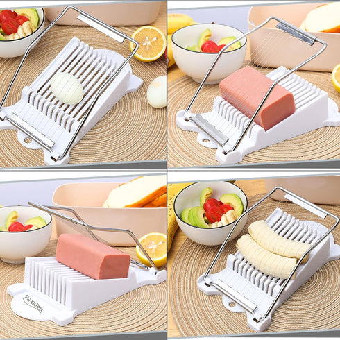 Egg slicer Luncheon Meat Slicer,Egg slicer for hard boiled eggs FENGCHEN Spam slicer With 10 Singing Cutting Wires in Stainless Steel...