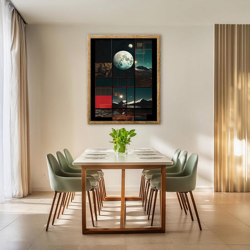 Posterizer 1 pcs-mountain landscapes , planets surreal collage-Landscape & Nature Art-Abstract & Modern Art-Gift for Nature, Surfers and Beach Lov...
