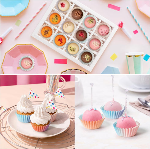 Mini Cupcake Paper Liner - 600pcs Gradient Pastel Baking Cups Muffin Cupcake Wrappers, Purple Blue Orange Cake Chocolate Candy Wrap Supplies for B...