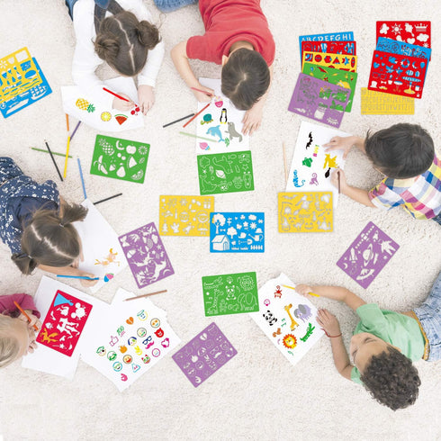 CZONG 21 Pieces Drawing Stencils Set for Kids Over 300 Different Patterns to Draw Imaginative Children's Stories, Washable Craft/Random Colors Jou...