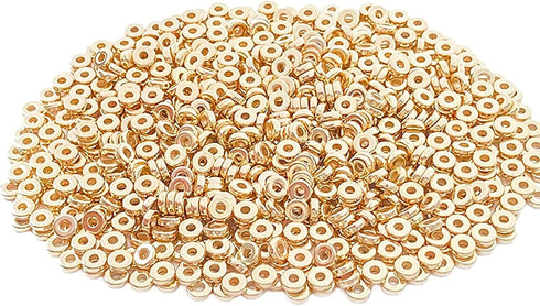 1200 Pieces 6mm Gold Disc Rondelle Spacer Beads for Bracelet Necklace DIY Crafts...
