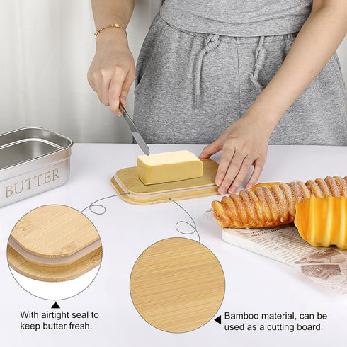 Butter Dish with Lid for Countertop, Stainless Steel Butter Holder Container with Silicone Sealing, Butter Keeper for Kitchen, Holds 1 Stick West ...