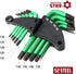 Powerbuilt L-Type Tamper Proof 9 Piece Wrench Set, Short Arm Torx Star Key, Non-Slip Handle, Hex Ball End, Holder - Green 941071...
