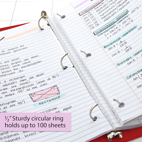 BAZIC 3 Ring Binder 1/2" Economy View Binders Organizer - Red, Round Ring, Hold 100 Sheets Paper, for School Office Home, 1-Count...