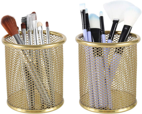 PAG Pencil Holder for Desk, 2 Pack Desktop Pen Cup, Office Supplies Desk Organizers and Accessories Organization, Makeup Brush Holder, Gold...