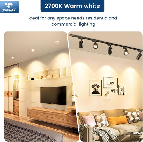 Torkase GU10 LED Bulb, Dimmable GU10 MR16 LED Bulbs 2700K Warm White, 120V 500LM Track Light Bulbs 5W 50W Equivalent, 90% Energy Saving, 40 Degree...