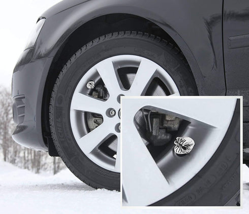 Arenbel Skull Tire Valve Stem Caps 4 Pack Air Stem Covers Car Accessories for Cars SUVs Bike Bicycle Trucks Motorcycles Silver...