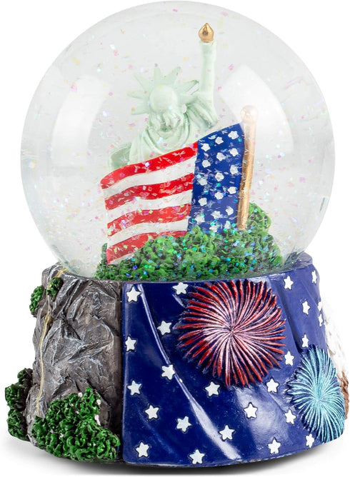 Elanze Designs American History Liberty 100MM Sturdy Glitter Water Wind Up Musical Snow Globe Tabletop Dresser Figurine Decoration Plays The Tune ...