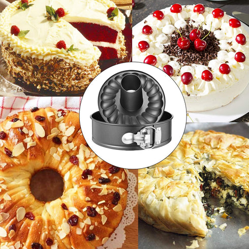 7 Inch Springform and Bundt Pans, Non-stick Cheesecake and Ice-Cream Cake Bakeware,Carbon Steel Tube Pan 2 in 1 with Removable Bottom and Quick-Re...