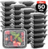 50-Pack Reusable Meal Prep Containers Microwave Safe Food Storage Containers with Lids, 12 OZ - 1 Compartment Take Out Disposable Plastic Bento Lu...