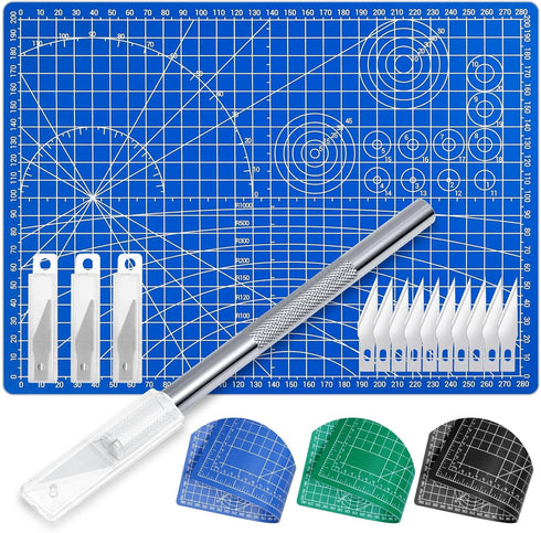 Anezus Exacto Knife Hobby Cutter with A4 Self Healing Cutting Mat Hobby Knife Set with 30 PCS Exacto Blades Precision Art Knife for Crafts Paper S...