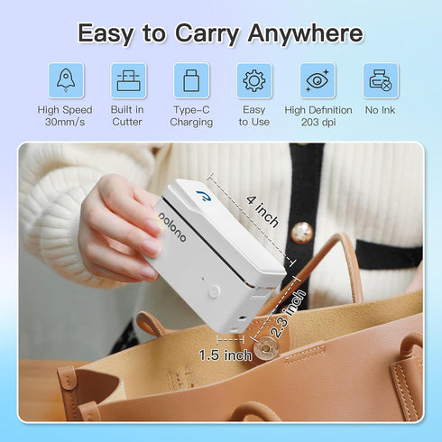 POLONO P31S Label Maker Machine with Tape, Portable Thermal Printer, Portable Bluetooth Label Printer for Organizing Storage Office Home, Sticker ...