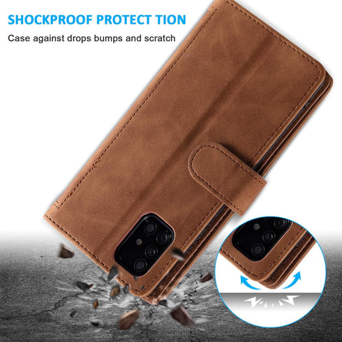 EYZUTAK Wallet Phone Case for Samsung Galaxy A51(4G), Retro Matte 9 Card Holder Slots Zipper Pocket Case PU Leather Magnetic Closure Kickstand wit...