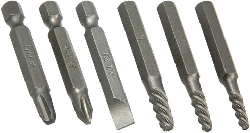 Powerbuilt - 7 Pc. Mini Impact Driver & Extractor Set, Hand Tools, Bit Drivers & Bits, Bit Drivers - Multi-In-One (647767), Silver...