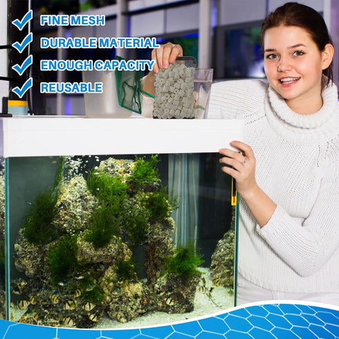 10pcs Aquarium Filter Media Bags - Mesh Filter Bags Reusable Bags With Zipper for Activated Carbon Ceramic Rings Filter Balls Fish Tank Pond 5.9 X...