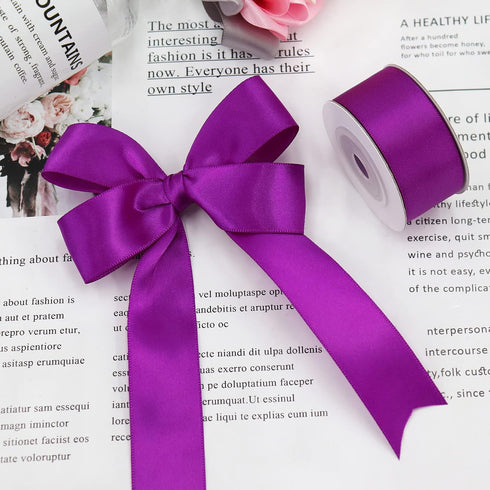 Rainbow Satin Ribbon 1 Inch Wide Solid Color Double Sided Polyester Satin Ribbon 6 Colors X 5 Yds Each Total 40 Yds Per Package Ribbon Set for Cra...