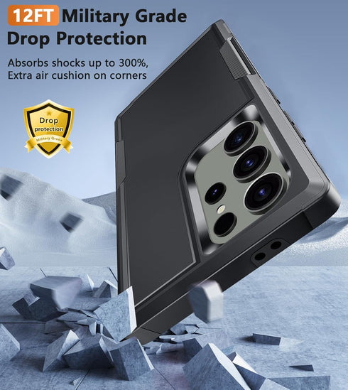 FNTCASE for Samsung Galaxy S24-Ultra Case: Dual Layer Military Grade Drop Proof Cell Phone Cover | Scratch Proof Stiff Layer | Shockproof Rubber L...