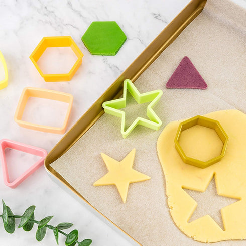 XIPEGPA 12PCS Color Plastic Cookie Cutters Heart Star Triangle for Vegetable Fruit Cutters...