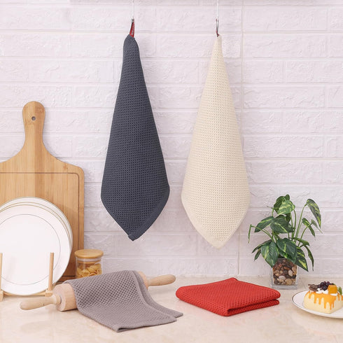 Kitinjoy 100% Cotton Kitchen Dish Cloths, 8 Pack Waffle Weave Ultra Soft Absorbent Dish Towels for Drying Dishes, Quick Drying Dish Rags, 12 X 12 ...