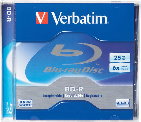 Verbatim 96910 BD-R 25GB 6X Blu-ray Recordable Media Disc - 1 Disc Jewel Case Box...