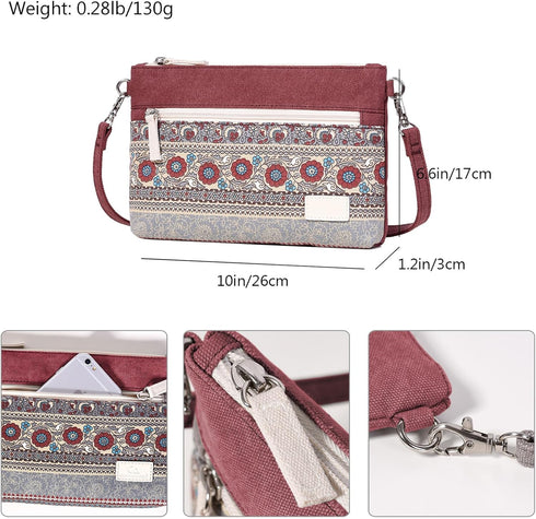 ArcEnCiel Small Crossbody Bag Canvas Cell Phone Purse Wallet with Shoulder Strap Handbag for Women Girls...