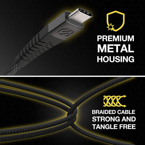 Scosche HDCAB4-SP Syncable HD USB to Type-C Charge & Sync Heavy Duty Cable 4-ft. Black...