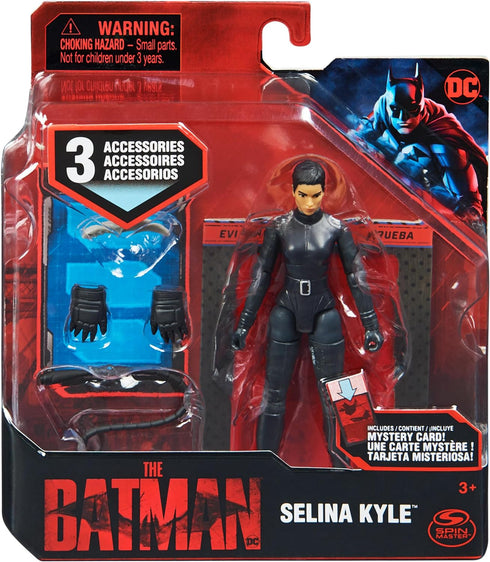 DC Comics BATMAN , 10cm Selina Kyle Action Figure with 3 Accessories and Mystery Card, The Movie Collectible Kids Toys for Boys and Girls Ages 3 a...