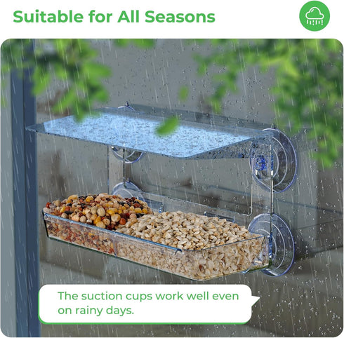 Window Bird Feeder with Strong Suction Cups, Clear Window Bird feeders for Viewing, Bird Feeders for Outdoors Outside, Fits for Cardinals, Finches...