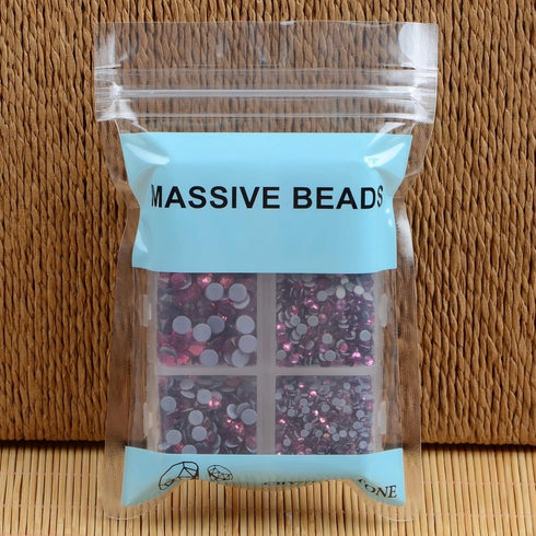 4000Pcs Mixed Size Hot Fix Round Crystals Gems Glass Stones Hotfix Flat Back Rhinestones (Fuchsia)...