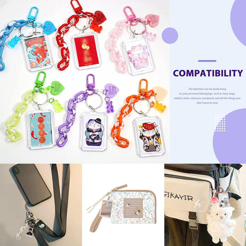 Swpeet 40Pcs Pendant Picture Frame Keyrings, Make Your Own Keyring Kit, Central Pendant for Kids To Assemble And Attach To Key Rings And Bags...