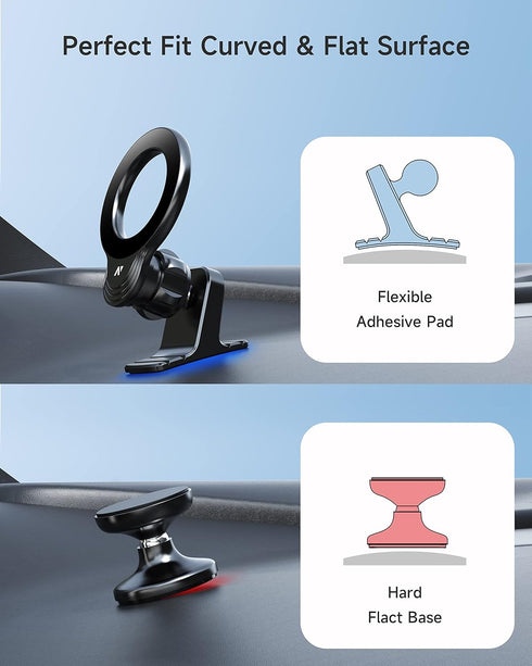 Magnetic Car Phone Mount for iPhone 15/14/13/12 Pro Max Mini & MagSafe Cases - 360 Degrees Rotation, One-hand Operation, Super Strong Magnet Force...