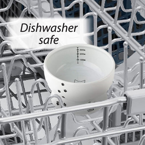 Necoichi Raised Cat Water Bowl, Elevated, with Measurement Lines, Dishwasher and Microwave Safe, No.1 seller in Japan! (Cat, Regular)...