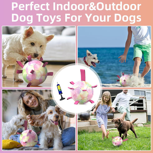 Dog Toys Soccer Ball with Straps, Puppy Balls Dog Balls for Small Medium Dogs, Dog Water Toys Pool Toys, Puppy Dog Birthday Gifts, Rainbow?6 Inch?...
