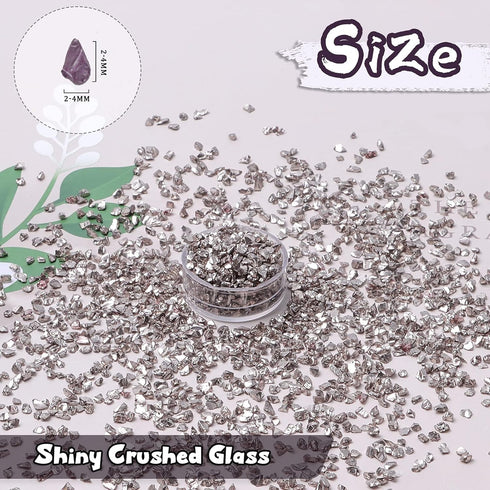 Crushed Glass Chips, 75g Irregular Metallic Chip Broken Glass Sprinkles Chunky Glitter for Gail Art,Painting,DIY Resin Mold,Phone Case Making,Jewe...