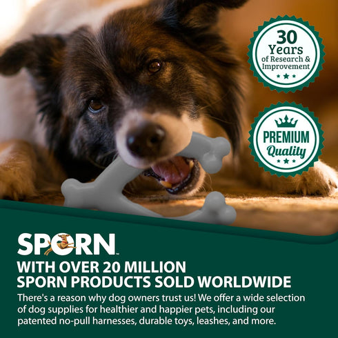 Sporn Durable Marrow Wishbone Dog Chew Bones for Aggressive Chewers, Jerky Flavor Dog Chew Toys for Large Dogs, Gluten-Free & Non-Toxic, Medium/La...