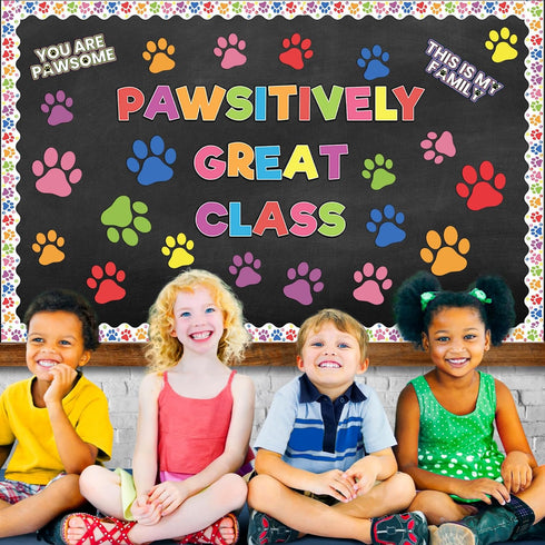 Paw Prints Bulletin Board Classroom Decorations Dog Paw Print Bulletin Board Supplies Pawsitively Great Class Bulletin Board Set Mini Paw Print Cu...