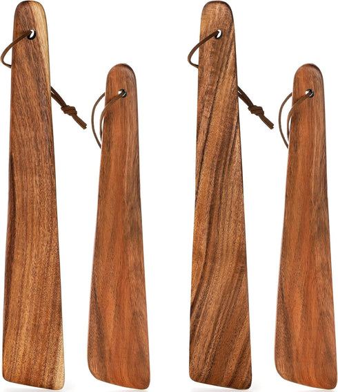 Tebery 4 Pack Small Wood Flipper Teak Wood Spatula Set for Cast Iron, 10 Inch 12 Inch Flat Wooden Turner Multipurpose Wood Cooking Utensil for Fli...