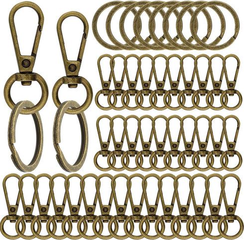 100PCS Swivel Clasps Lanyard Snap Hooks with Key Rings, Swivel Snap Hooks, Keychain Hook, 50 Pcs Large and Small Swivel Hooks, Swivel Clasp with 5...