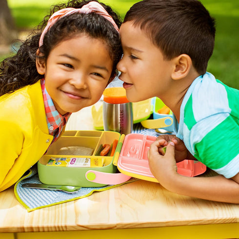 Munchkin Lunch Bento Box for Kids and Toddlers, Includes Stainless Steel Utensils, BPA-Free, 18 Months and Up, Pink/Green/Yellow...
