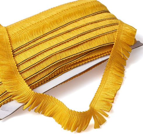MegaPet Yellow Polyester Fringe Tassel Lace Trim 1 Inch x 82 Feet Chainette Fringe Fibre Trim for Sewing Quilting Clothes Accessories Lampshade Cu...