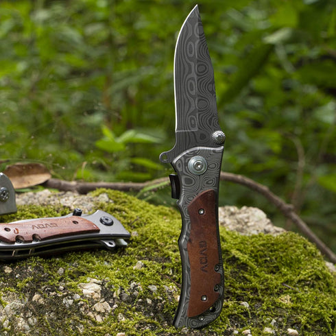 GVDV Pocket Folding Knife for Men, 3.5” Blade 7Cr17 Steel Pocket Knives& Folding Knives with Safety Liner-Lock, Tactical Camping Hunting Fishing S...