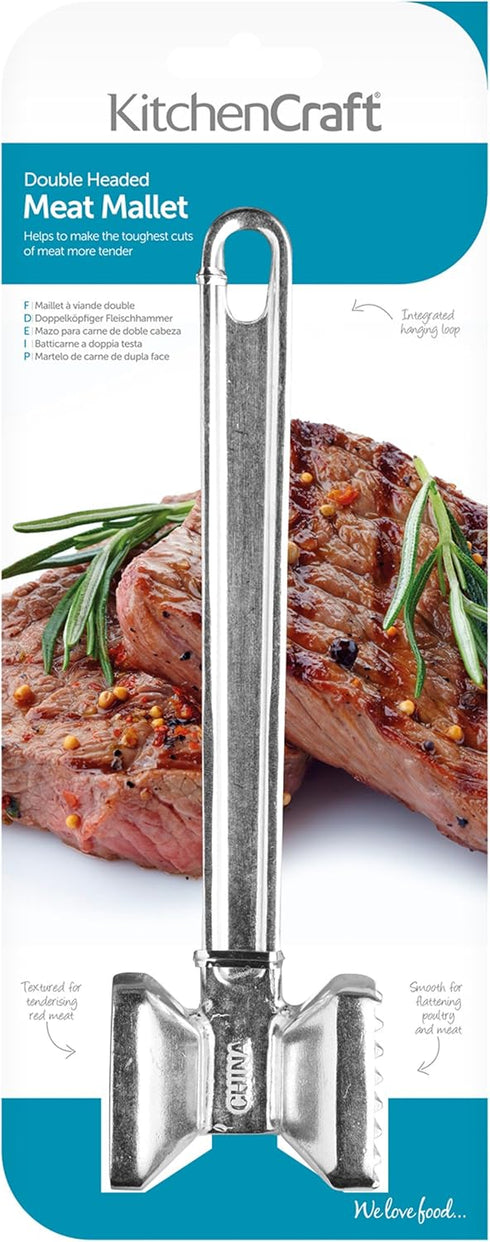 KitchenCraft Meat Tenderiser Metal Meat Hammer Double Sided 21cm...