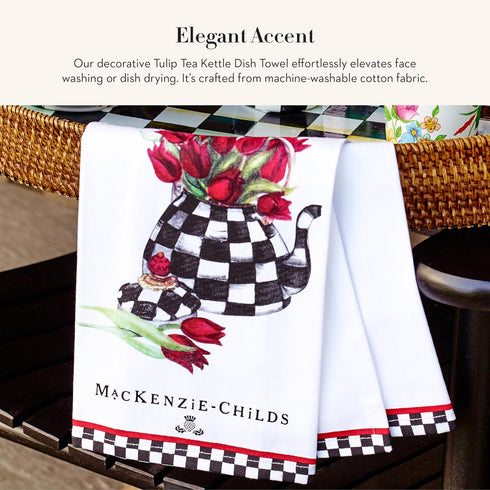 MACKENZIE-CHILDS Cotton Dish Towel, Cute Decorative Kitchen Dish Towel for Cleaning and Home Decor, Set of 1, Tulip Tea Kettle...