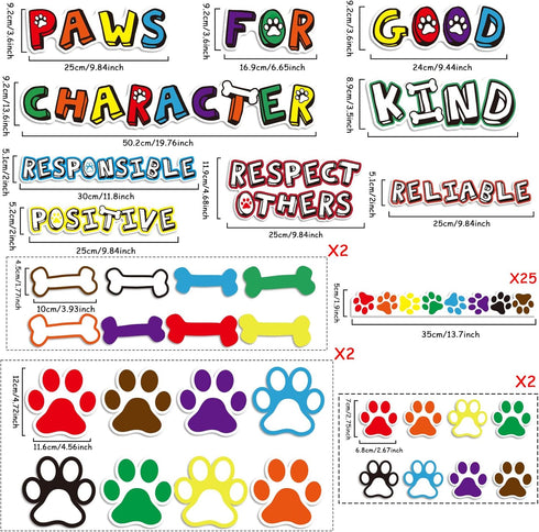 Paw Print Bulletin Board Set Classroom Decor Paw Print Cutouts Accents for Classroom Door Bulletin Board Border Wall Decoration Educational and Le...