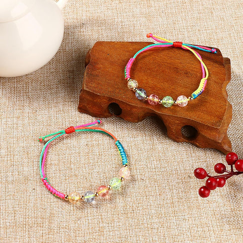 600pcs Crackle Glass Beads Set (8mm), 24-Grid Multicoloured Round Handcrafted Crack Lampwork Beads Assortment for DIY Bracelet Necklace Findings B...