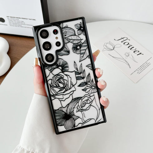 XIZYO for Samsung Galaxy S24 Ultra Case, Cute Phone Case Floral Rose Aesthetic Flower Clear Case for Women Girls Slim Pattern Anti-Yellow Shockpro...